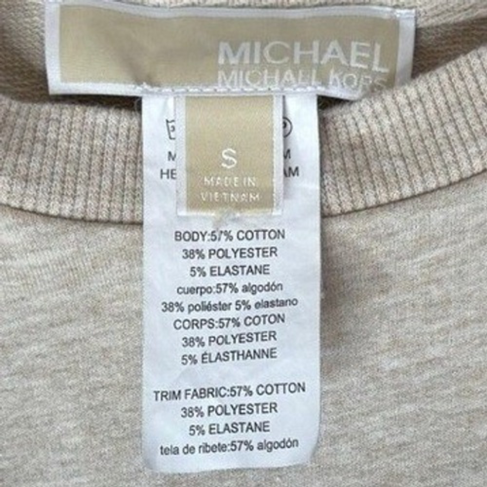 Michael Kors Womens Oatmeal Heather Lace Up Side Grommet Sweatshirt Small Beige - Picture 9 of 12